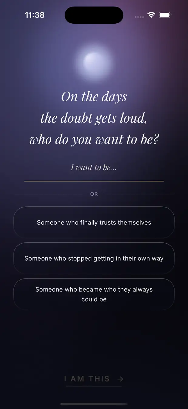 Signal Society asking who you want to become, with a field to write it in your own words.